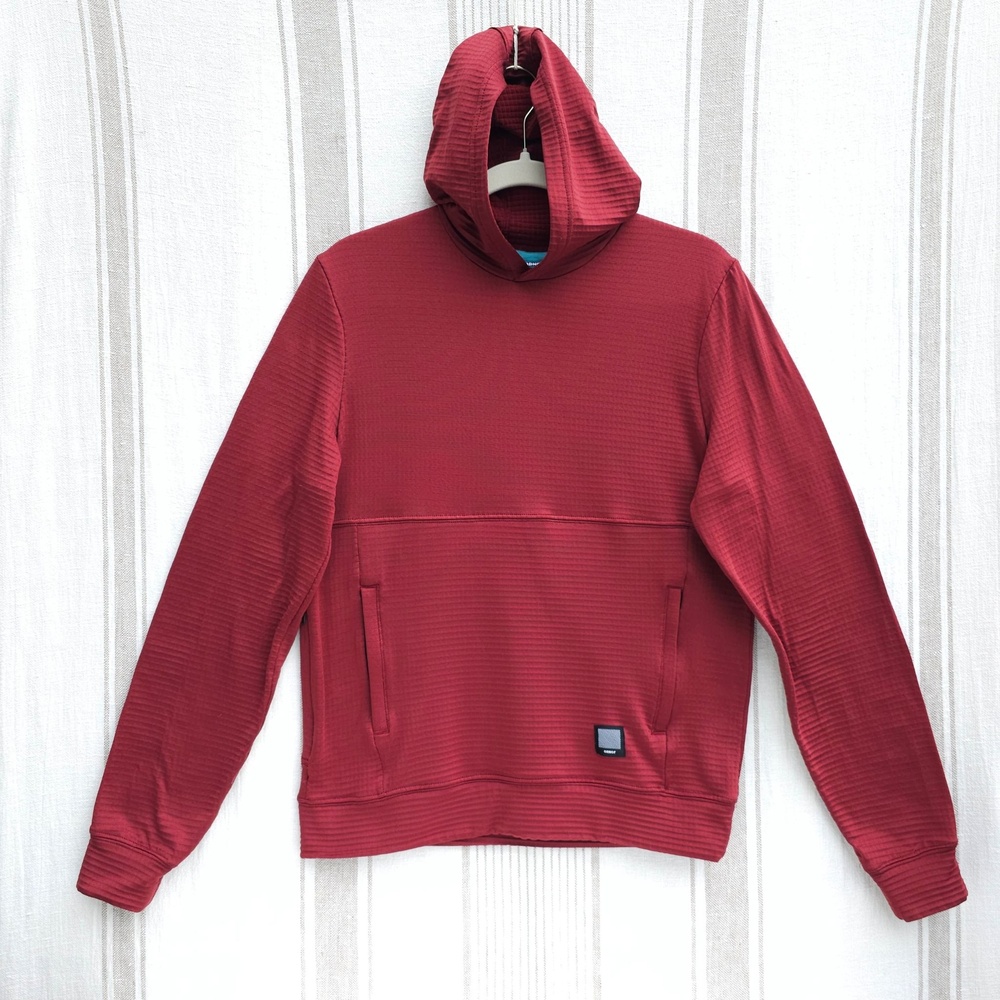Ornot Grid Hoodie Mens Small Red Warm Cycling Pullover Gorpcore Thermal Winter